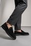 Men's Black Suede Penny Loafer Laceless Thick Sole All-Black Casual Shoes - 6