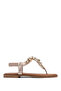 Women's Genuine Leather Gold Flat Sandals
