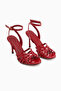 Eleni Red Ankle Buckle Women's Heeled Shoes - 4