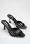 Women's Black Polka Dot Pointed Toe Heeled Slippers - 2