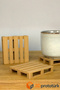 Mini Wooden Look Pallet Coasters Set of 4 - 8X8 cm Office Home Desktop Gift Organizer Stand