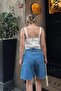 Beige Gesi Waist Cut-Out Thick Strap Back Zipper Women's Crop Blouse - 5