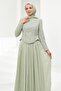 Water Green Sequined Skirt with Ruffles Evening Dress - 2