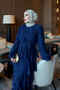 Navy Blue Layered Skirt Evening Dress - 4