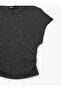Bürümcük Fabric Textured Slim Fit Draped Cap Sleeve Crew Neck T-Shirt - 7