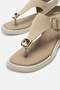 Women's Sandals with Stones between the Toes Beige Suede - 3