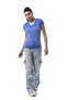 Women's Wide Leg Jeans - Ice Blue Relaxed Fit Pants with Cargo Pockets -Wd544 - 7