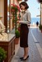Women's Midi Length Pencil Cut Gathered Jacquard Textured Knitted Skirt Regular Waist Unlined Casual Comfortable Daily Wear - 2