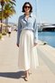 Women's Maxi Skirt with Scallop Detail, Pleated Lining, A-Line Cut, 100% Cotton Woven, Comfortable, Casual, Comfortable for Daily Wear - 3