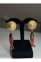 Gold Color Sun Motif Fish Figured Statement Earrings