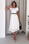 Women's Embroidered Belted Midi Dress Short Sleeve Casual Stylish Dress - 3