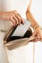 Gold Straw Clutch Portfolio Women's Handbag Shoulder Bag Crossbody Bag - 4