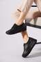 Tarnebe Bone Protruding Women's Genuine Leather Shoes Black Skin - 2