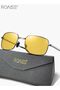 Men's Polarized Rectangular Sunglasses UV400 Protection Sun Glasses Metal Frame Color Changing Night Driving for Golfing Fishing Traveling - 7