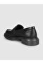 Black Genuine Leather Thick Sole Women's Loafer Shoes - 4