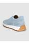 Ice Blue Suede Genuine Leather Women's Sneaker Shoes - 4