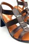 Elastic Metal Buckle Detailed Heeled Shoes Women's Sandals Bitter Brown - 2