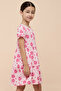 Printed Tiered Dress with Crew Neck and Short Sleeves - 6