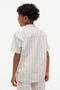 Boy's Linen Blend Striped Beige Shirt - 4