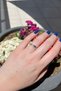 White Enamel Adjustable Colored Stone Ring - 2
