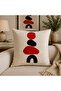 Modern Red Black Decorative Throw Pillow Cover Set of 4 Nordic Design (Double Sided) - 2