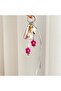Bag Ornament with Butterflies, Pink Flowers and Beads, Keychain, Phone Charm - 4