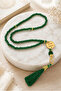 Special for Father's Day: My Dear Dad Embroidered Prayer Rug Set with Prayer Beads, Green - 3