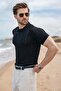 Black Striped Polo Collar Knitwear Men's T-Shirt E7504 - 3