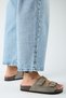 Fuga Women's Leather Genuine Leather Double Buckle Nubuck Gray Slippers - 7