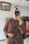 Shawl Detailed Trouser Suit Brown - 5