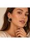 Black Stone Gold Sun Model Women's Earrings - 2