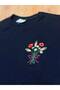 Tshirt Embroidered with Bunch of Flowers - Combed Cotton - Black - 5