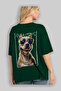 For Dog Lovers 49 Green Oversize T-Shirt with Back Dog Print 100% Cotton Unisex Dog Lover Premium Design - 4