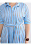Two Mt Shop Quality Plus Size Striped Belted Shirt Dress - 3
