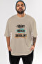 Squat Bench Deadlift 4 Oversize Front Printed Beige T-Shirt 100% Cotton Streetwear Premium Comfortable Fit - 2