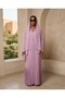 Elegant pink Embellished Pleated Abaya with Matching Hija