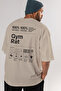 Gym Rat Oversize Back Printed Beige T-Shirt 100% Cotton Streetwear Premium Comfortable Fit - 7