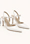 Women's White Snake Patent Leather Open Back Stiletto 8 cm Heel Comfortable Full Fit. - 2