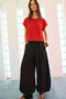 Basic Crew Neck Women's Top T-Shirt with Folded Sleeves - 2