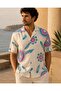 Turquoise Mandala Patterned Short Sleeve Beige Summer Shirt – Th420 - 3