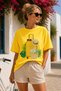Summer Vacation Suitcase Printed Crew Neck Unisex Oversize T-Shirt – Holiday Themed Cotton T-Shirt