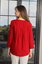 Women's Burgundy V-Neck Blouse – Comfortable Fit, Stylish Blouse with Foldable Sleeves - - 5