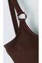 Brown Women's Swimsuit with Removable Pads and Ring Detail - 3