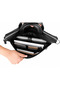 Men's Black Genuine Leather Laptop Bag with Laptop Compartment, Hand and Shoulder Strap, Zipper Closure, Laptop and Briefcase Bag - 6