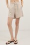 Beige Linen Blend Women's Shorts - 3