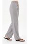 Women's Gray Color Muslin Look Palazzo Sweatpants Wide Leg High Waist Full Fit - 3