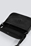 Women's Black Genuine Leather Mini Luxury Flap Shoulder Bag with Adjustable Strap - 5