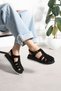 Avenor Women's Buckle Detailed Genuine Leather Sandals Black Suede - 2