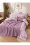 Purple Color Double 5-Piece Piqued Duvet Cover Set 100% Cotton Boxed Set - 3