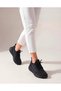 Black Women's Lace-Up Knitwear Sports Shoes Sneaker - 2